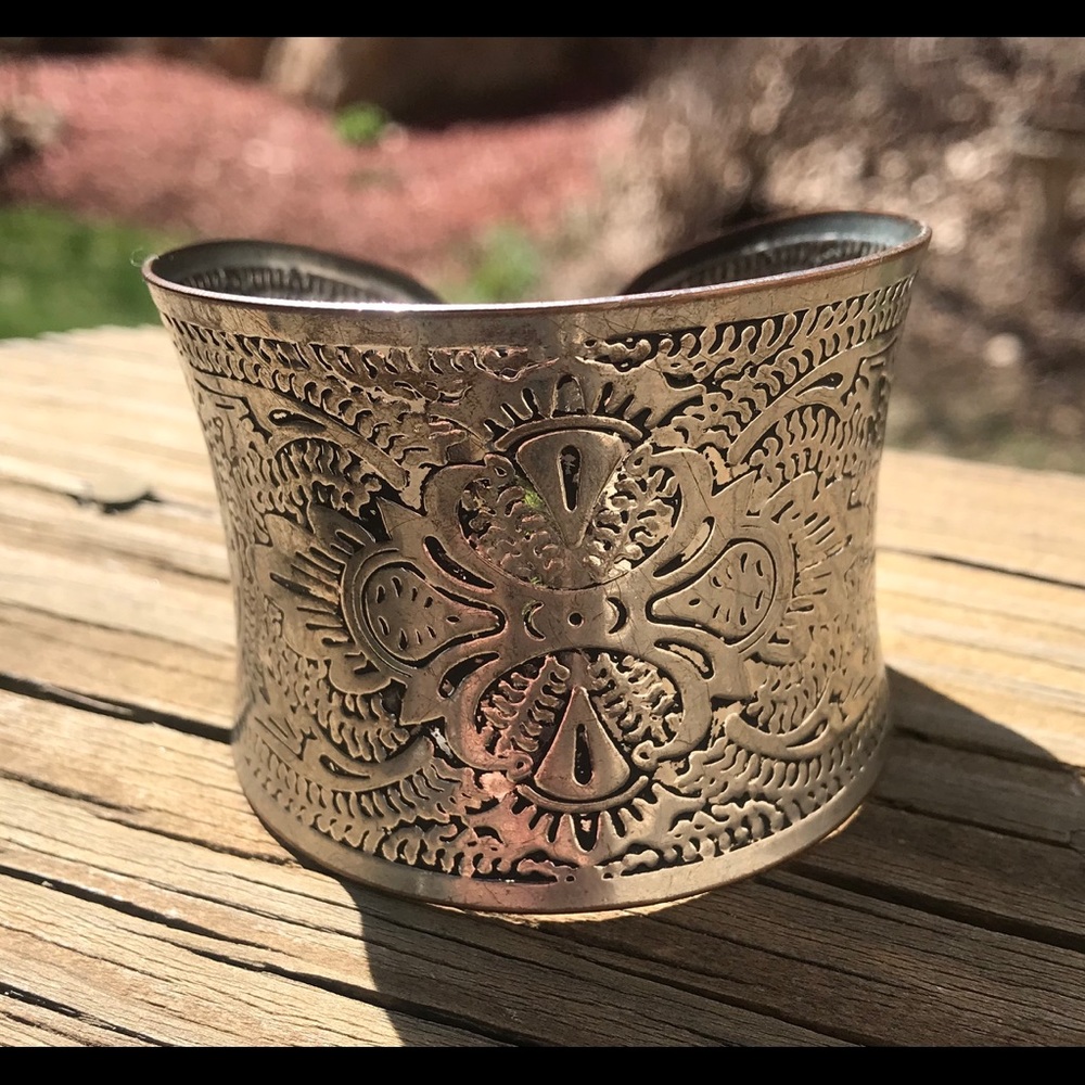LAST CHANCE Decorated Silver Tone Cuff Bracelet
